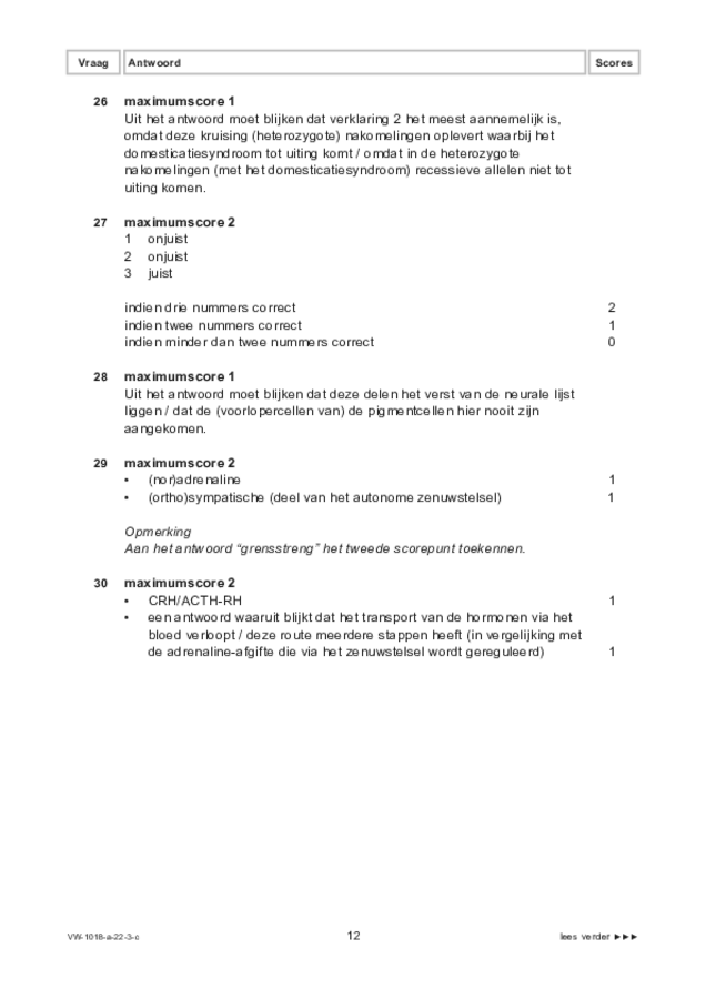 Correctievoorschrift examen VWO biologie 2022, tijdvak 3. Pagina 12