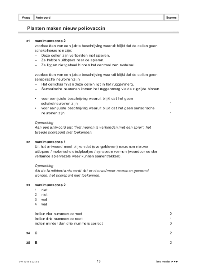 Correctievoorschrift examen VWO biologie 2022, tijdvak 3. Pagina 13