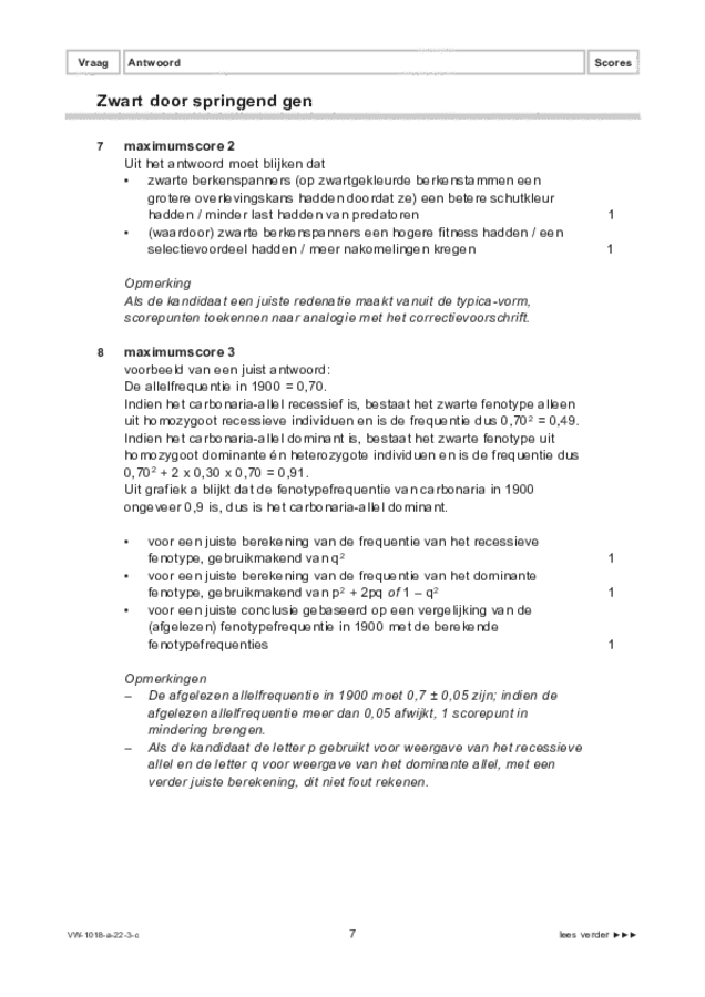 Correctievoorschrift examen VWO biologie 2022, tijdvak 3. Pagina 7