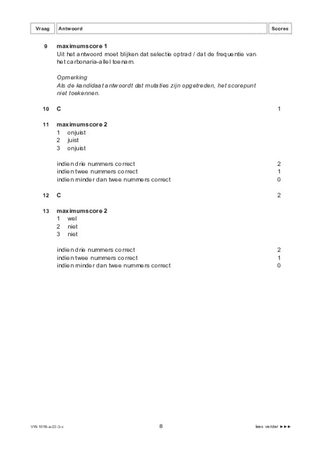 Correctievoorschrift examen VWO biologie 2022, tijdvak 3. Pagina 8