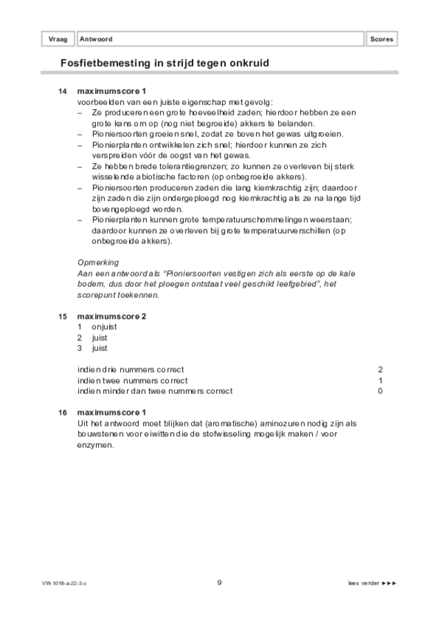 Correctievoorschrift examen VWO biologie 2022, tijdvak 3. Pagina 9