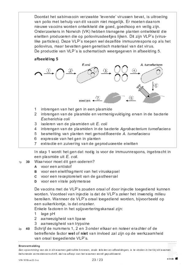 Opgaven examen VWO biologie 2022, tijdvak 3. Pagina 23