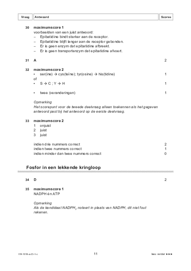 Correctievoorschrift examen VWO biologie 2023, tijdvak 1. Pagina 11