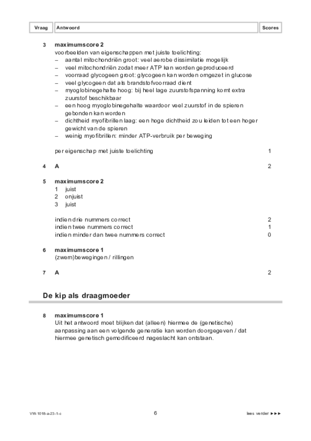 Correctievoorschrift examen VWO biologie 2023, tijdvak 1. Pagina 6