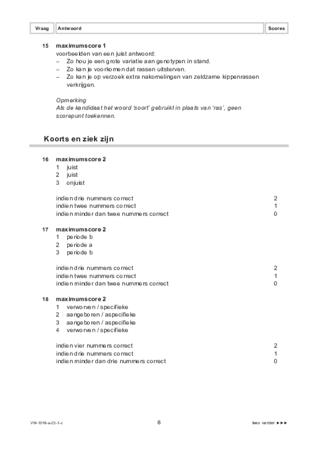 Correctievoorschrift examen VWO biologie 2023, tijdvak 1. Pagina 8