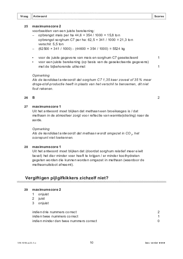 Correctievoorschrift examen VWO biologie 2023, tijdvak 1. Pagina 10