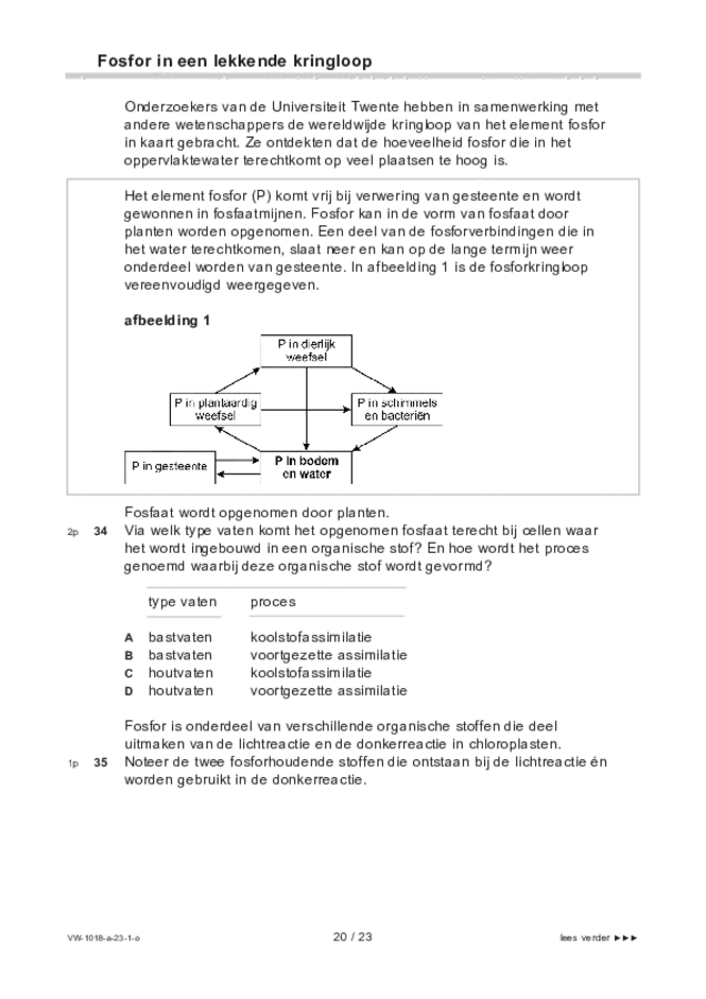 Opgaven examen VWO biologie 2023, tijdvak 1. Pagina 20