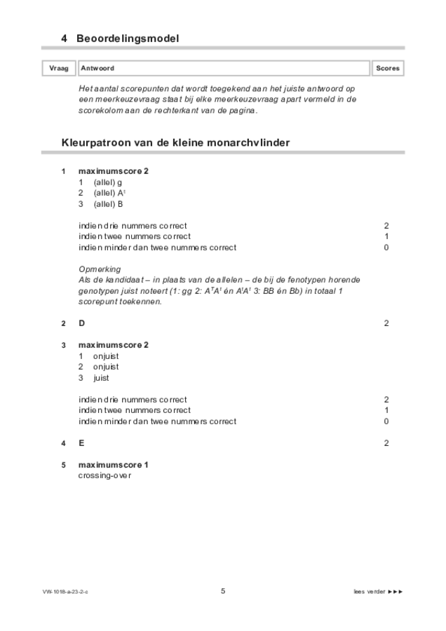 Correctievoorschrift examen VWO biologie 2023, tijdvak 2. Pagina 5