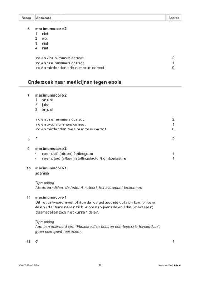 Correctievoorschrift examen VWO biologie 2023, tijdvak 2. Pagina 6
