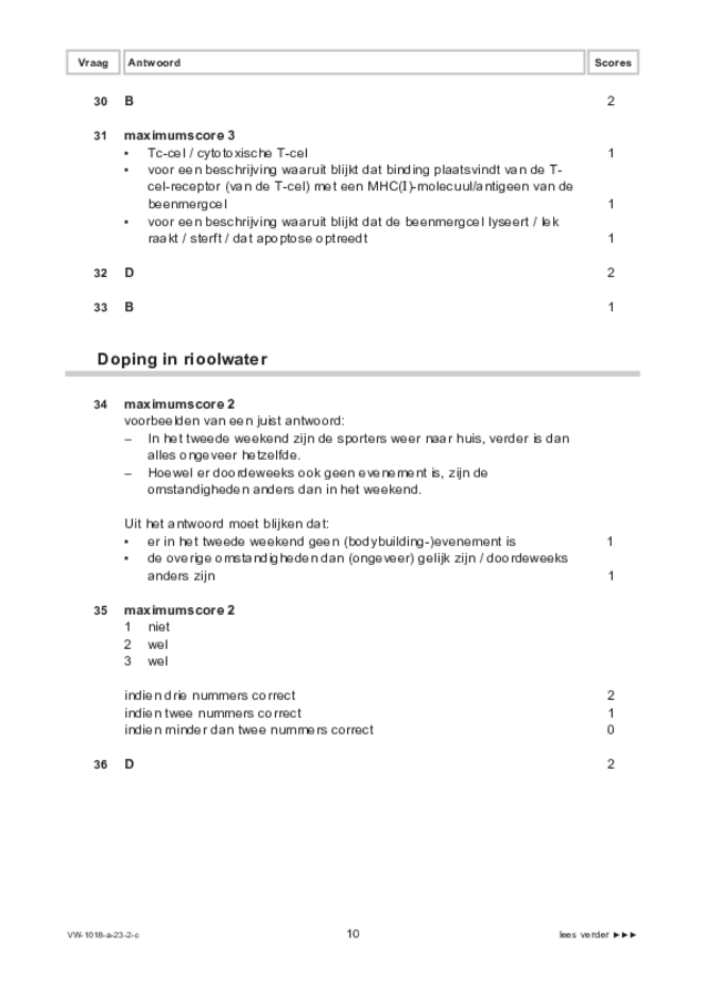 Correctievoorschrift examen VWO biologie 2023, tijdvak 2. Pagina 10