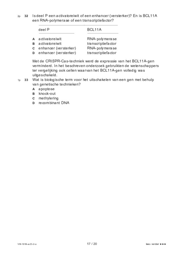 Opgaven examen VWO biologie 2023, tijdvak 2. Pagina 17