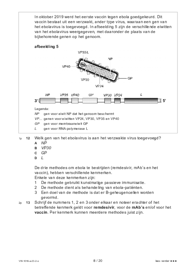 Opgaven examen VWO biologie 2023, tijdvak 2. Pagina 8