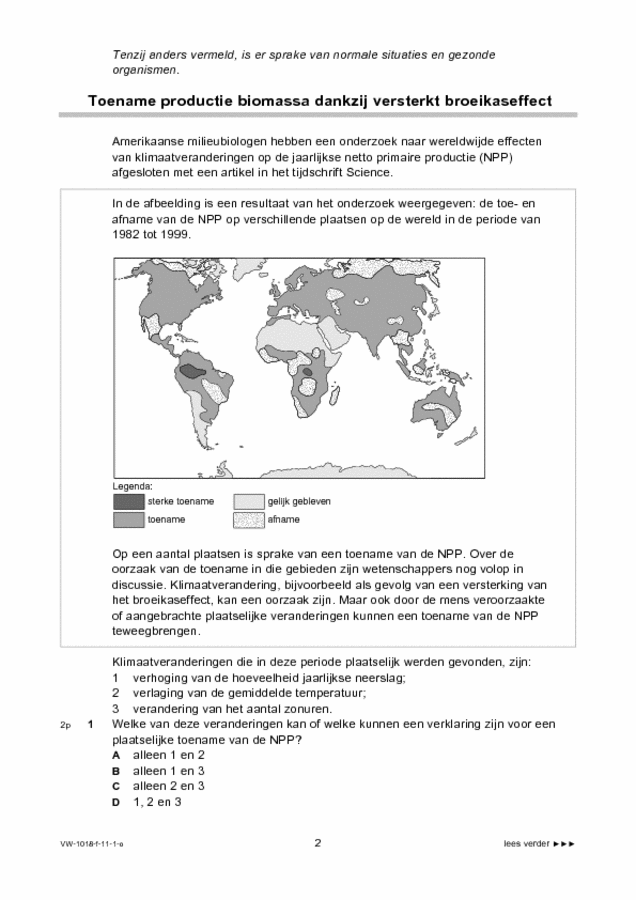 Opgaven examen VWO biologie 2011, tijdvak 1. Pagina 2