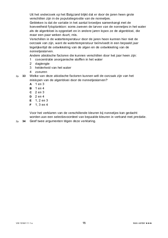 Opgaven examen VWO biologie 2011, tijdvak 1. Pagina 18