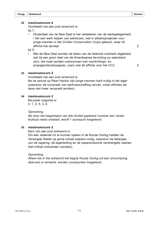 Correctievoorschrift examen VWO geschiedenis 2013, tijdvak 2. Pagina 11