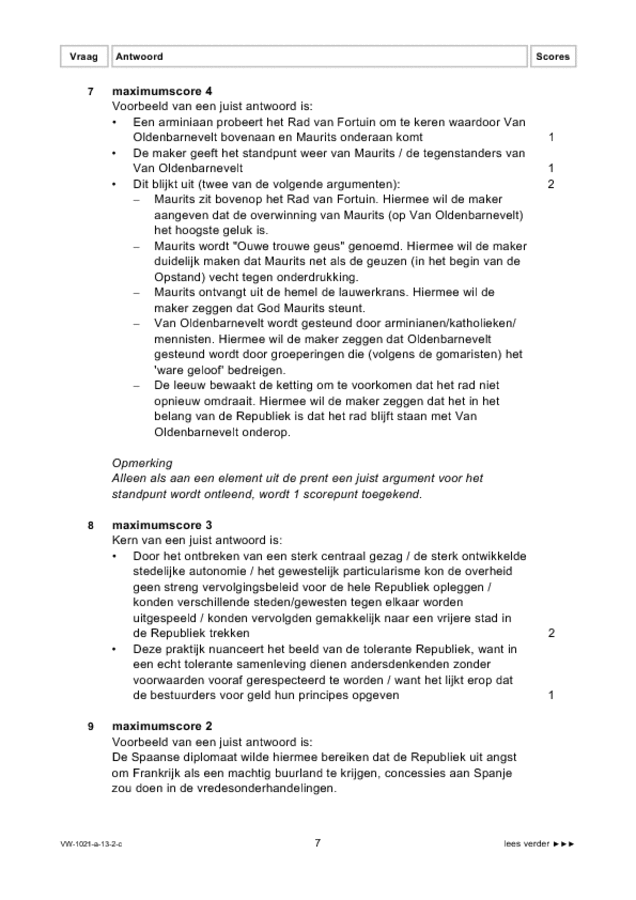 Correctievoorschrift examen VWO geschiedenis 2013, tijdvak 2. Pagina 7