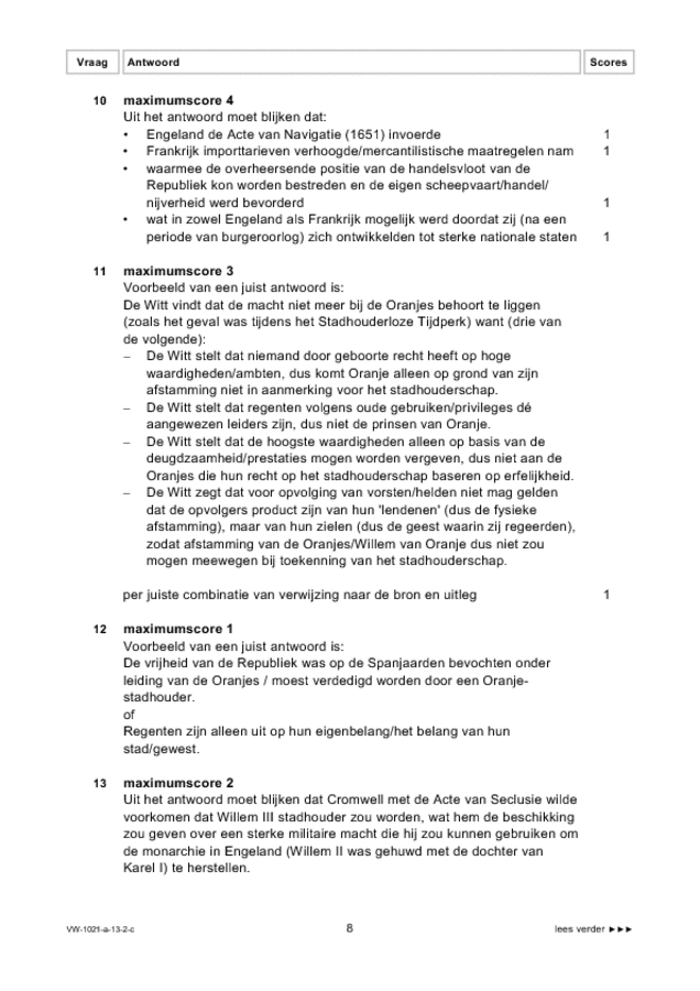 Correctievoorschrift examen VWO geschiedenis 2013, tijdvak 2. Pagina 8