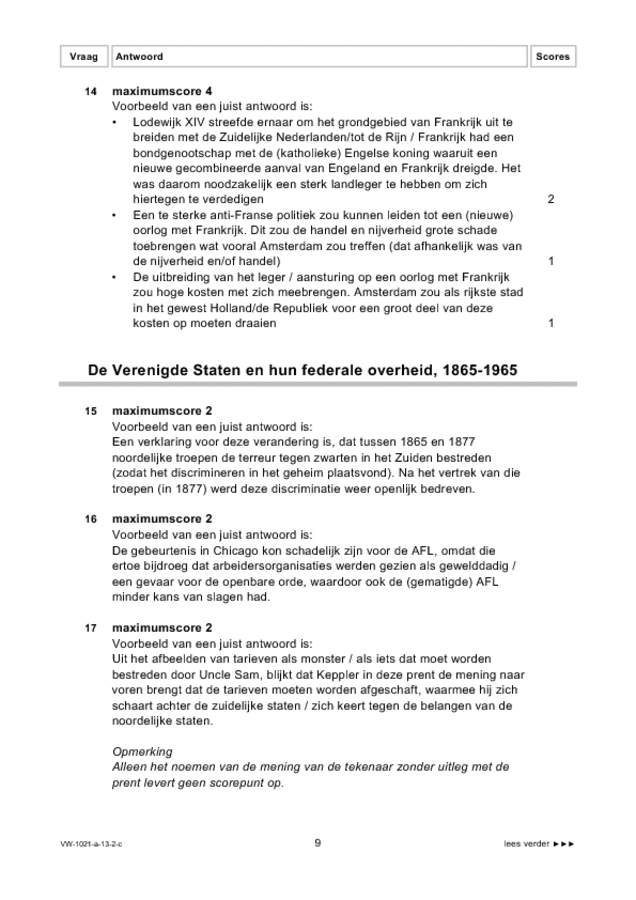 Correctievoorschrift examen VWO geschiedenis 2013, tijdvak 2. Pagina 9