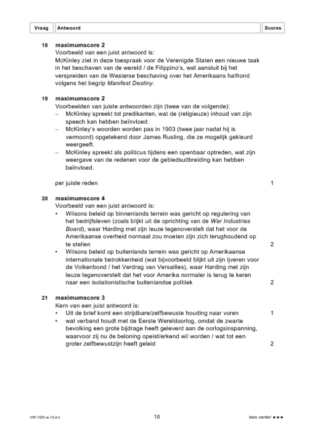 Correctievoorschrift examen VWO geschiedenis 2013, tijdvak 2. Pagina 10