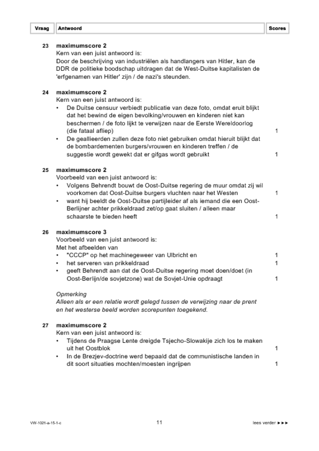 Correctievoorschrift examen VWO geschiedenis 2015, tijdvak 1. Pagina 11