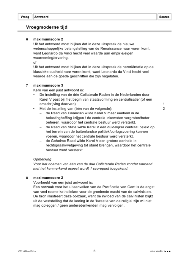 Correctievoorschrift examen VWO geschiedenis 2015, tijdvak 1. Pagina 6
