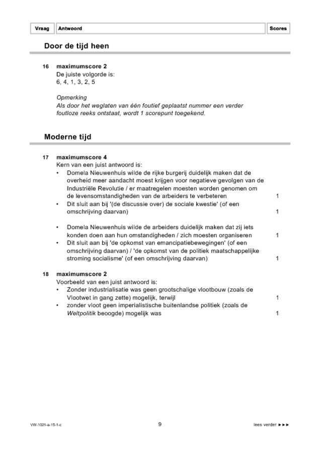 Correctievoorschrift examen VWO geschiedenis 2015, tijdvak 1. Pagina 9