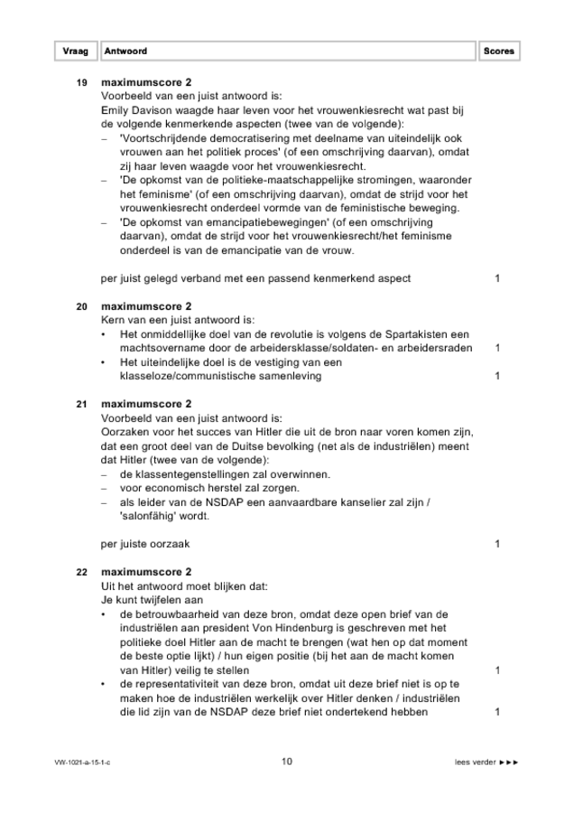 Correctievoorschrift examen VWO geschiedenis 2015, tijdvak 1. Pagina 10