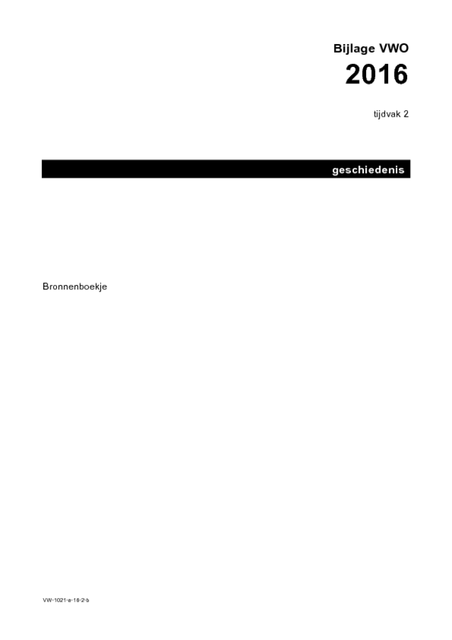 Bijlage examen VWO geschiedenis 2016, tijdvak 2. Pagina 1
