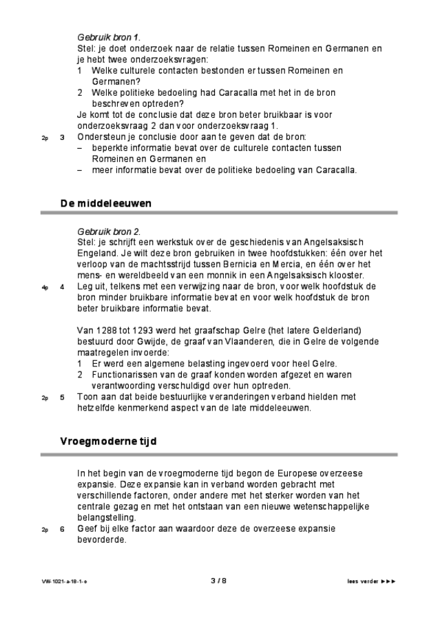 Opgaven examen VWO geschiedenis 2018, tijdvak 1. Pagina 3