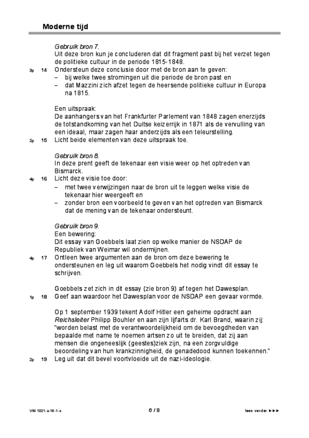 Opgaven examen VWO geschiedenis 2018, tijdvak 1. Pagina 6