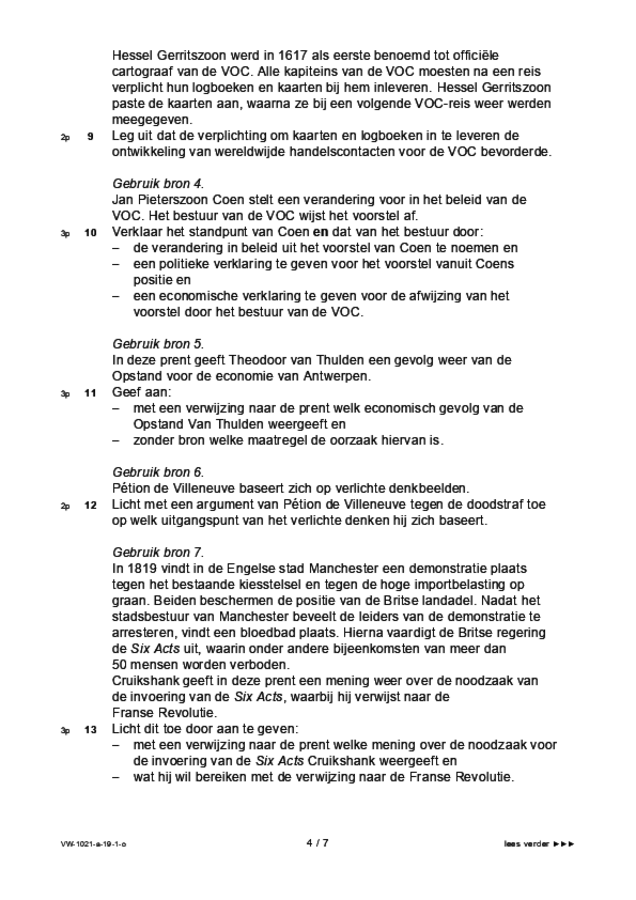 Opgaven examen VWO geschiedenis 2019, tijdvak 1. Pagina 4