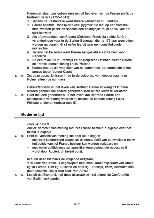 Opgaven examen VWO geschiedenis 2019, tijdvak 1. Pagina 5