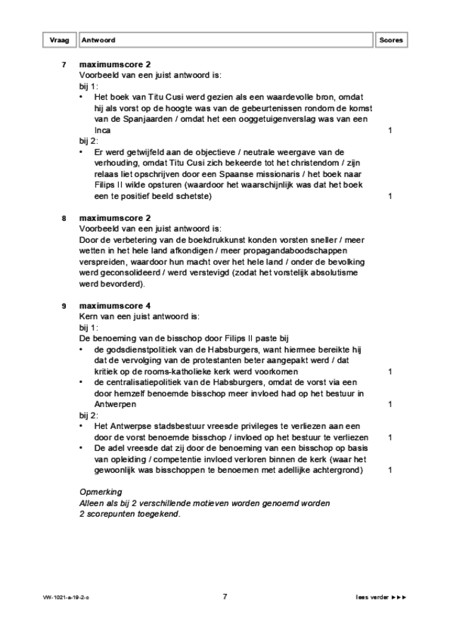 Correctievoorschrift examen VWO geschiedenis 2019, tijdvak 2. Pagina 7