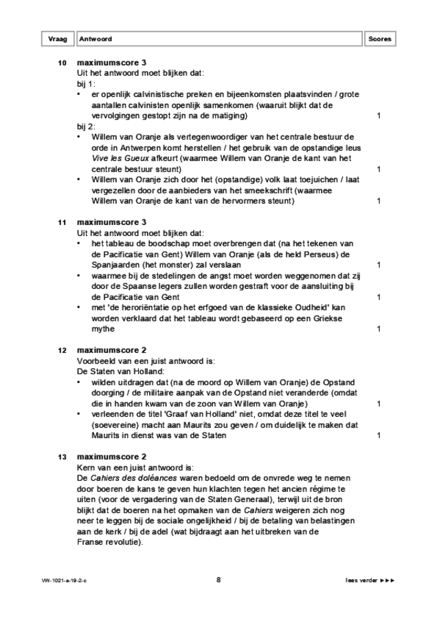 Correctievoorschrift examen VWO geschiedenis 2019, tijdvak 2. Pagina 8
