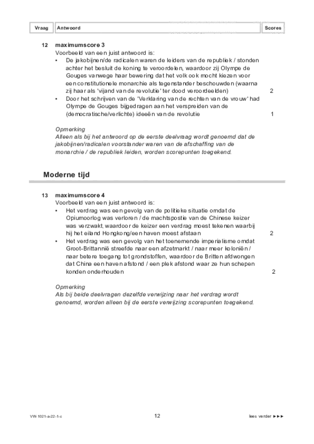 Correctievoorschrift examen VWO geschiedenis 2022, tijdvak 1. Pagina 12