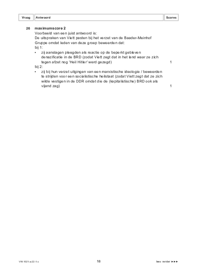 Correctievoorschrift examen VWO geschiedenis 2022, tijdvak 1. Pagina 18