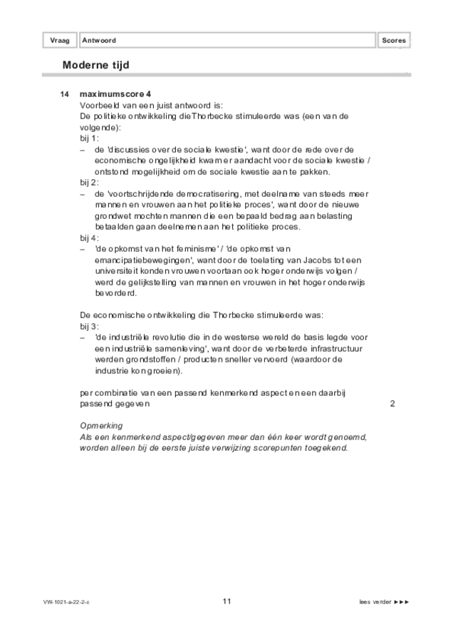 Correctievoorschrift examen VWO geschiedenis 2022, tijdvak 2. Pagina 11