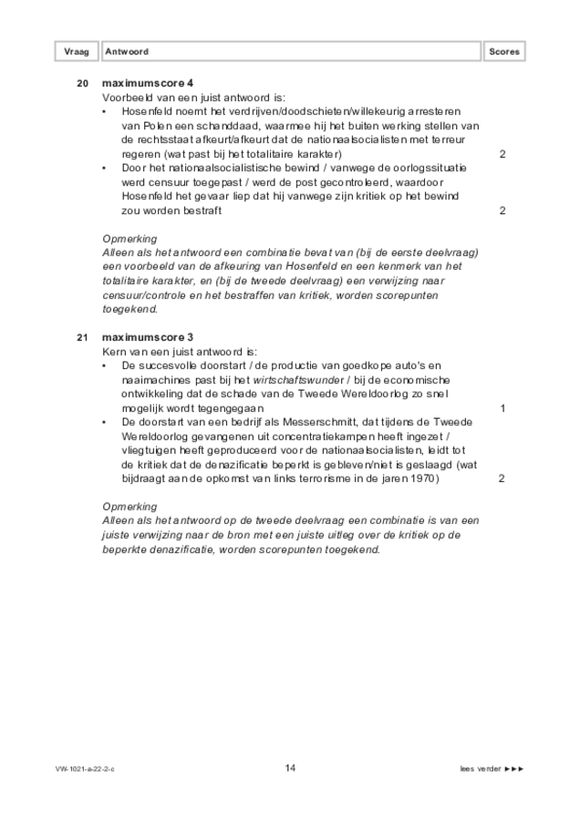 Correctievoorschrift examen VWO geschiedenis 2022, tijdvak 2. Pagina 14