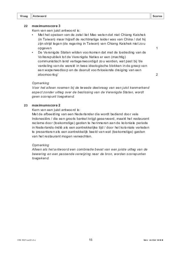 Correctievoorschrift examen VWO geschiedenis 2022, tijdvak 2. Pagina 15