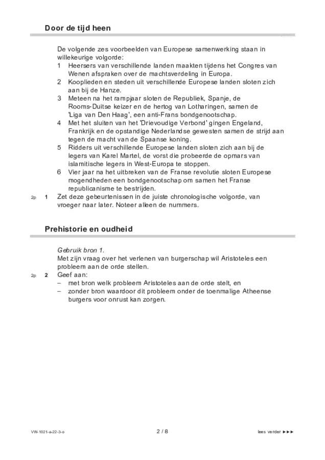 Opgaven examen VWO geschiedenis 2022, tijdvak 3. Pagina 2