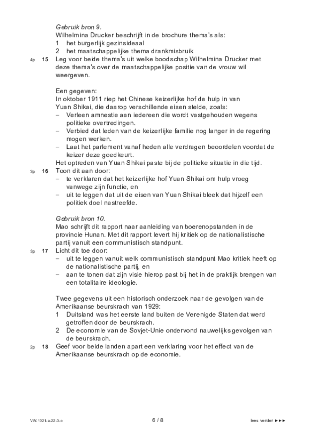 Opgaven examen VWO geschiedenis 2022, tijdvak 3. Pagina 6