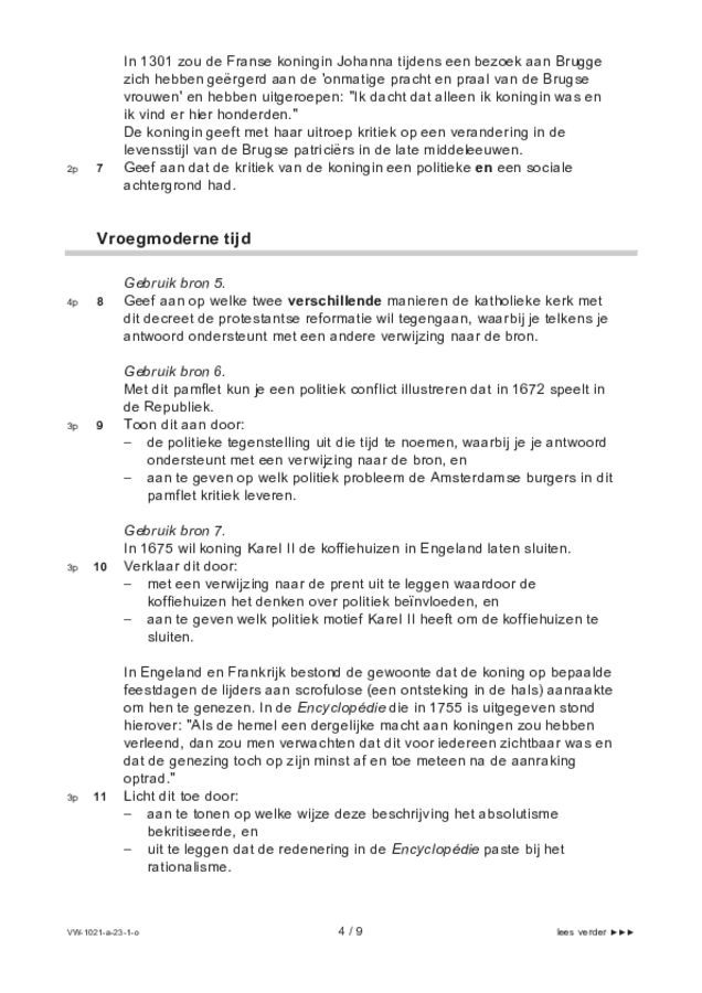 Opgaven examen VWO geschiedenis 2023, tijdvak 1. Pagina 4