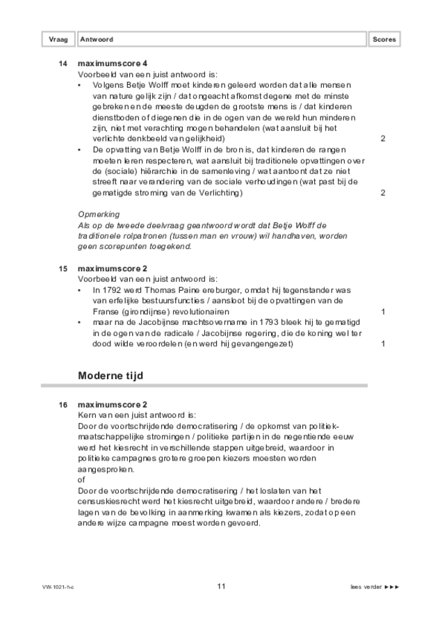 Correctievoorschrift examen VWO geschiedenis 2022, tijdvak 1. Pagina 11