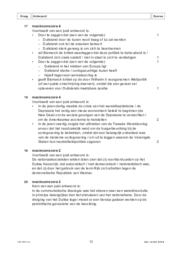 Correctievoorschrift examen VWO geschiedenis 2022, tijdvak 1. Pagina 12