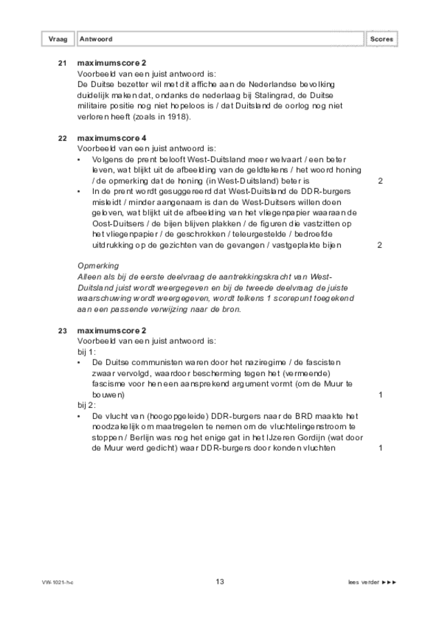 Correctievoorschrift examen VWO geschiedenis 2022, tijdvak 1. Pagina 13