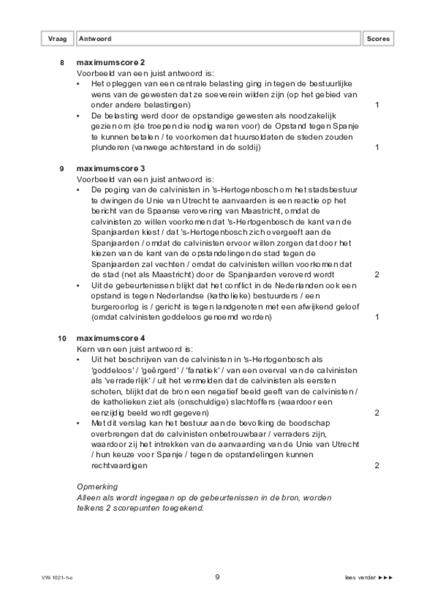 Correctievoorschrift examen VWO geschiedenis 2022, tijdvak 1. Pagina 9