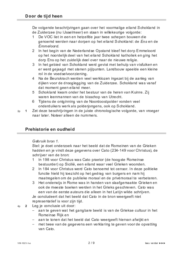 Opgaven examen VWO geschiedenis 2022, tijdvak 1. Pagina 2