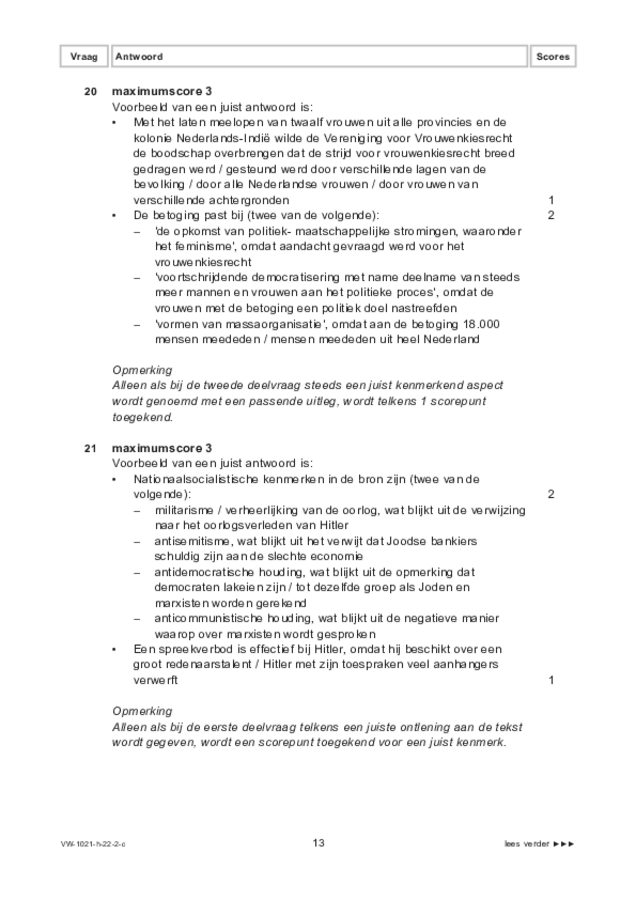 Correctievoorschrift examen VWO geschiedenis 2022, tijdvak 2. Pagina 13