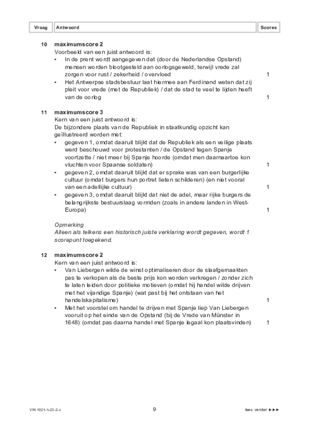 Correctievoorschrift examen VWO geschiedenis 2022, tijdvak 2. Pagina 9