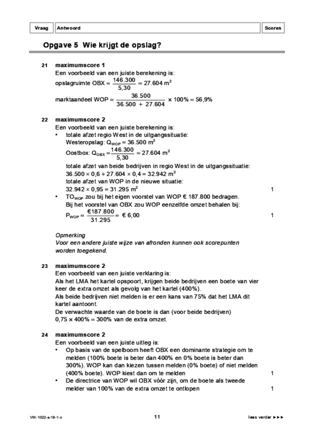 Correctievoorschrift examen VWO economie 2019, tijdvak 1. Pagina 11